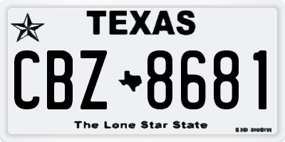 TX license plate CBZ8681
