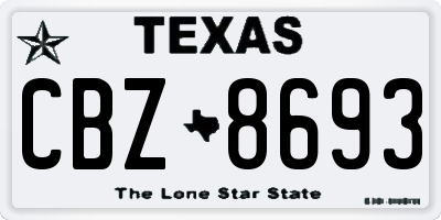 TX license plate CBZ8693