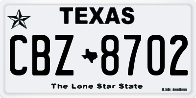 TX license plate CBZ8702