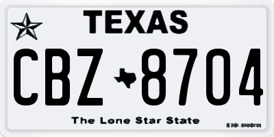 TX license plate CBZ8704