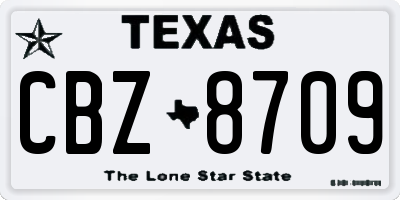 TX license plate CBZ8709