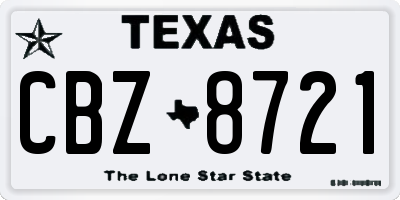 TX license plate CBZ8721