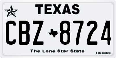 TX license plate CBZ8724