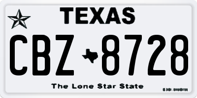 TX license plate CBZ8728