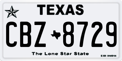 TX license plate CBZ8729