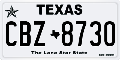 TX license plate CBZ8730