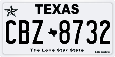 TX license plate CBZ8732