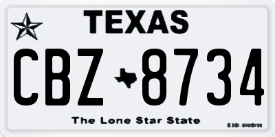 TX license plate CBZ8734