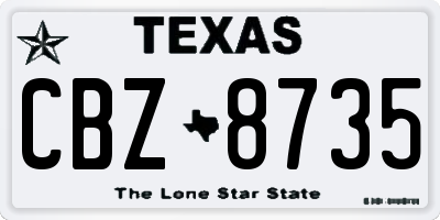 TX license plate CBZ8735