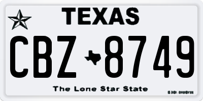 TX license plate CBZ8749