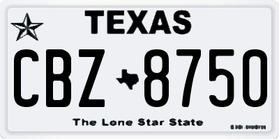 TX license plate CBZ8750