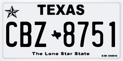 TX license plate CBZ8751