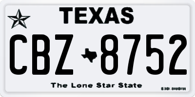 TX license plate CBZ8752