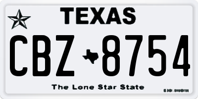 TX license plate CBZ8754