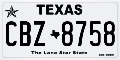 TX license plate CBZ8758