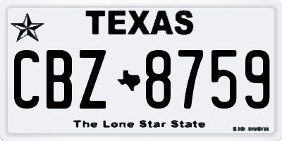 TX license plate CBZ8759