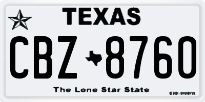 TX license plate CBZ8760