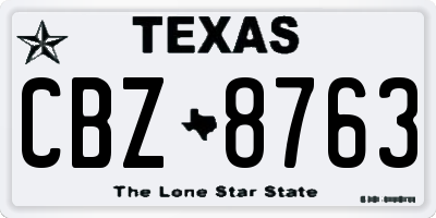 TX license plate CBZ8763