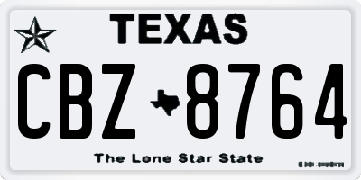 TX license plate CBZ8764