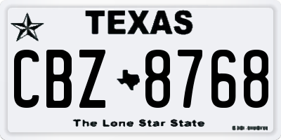 TX license plate CBZ8768