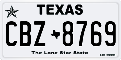TX license plate CBZ8769