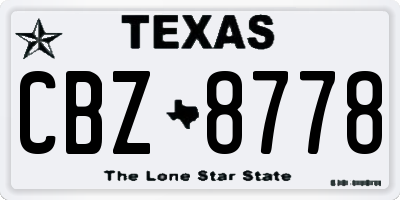 TX license plate CBZ8778
