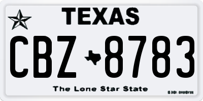 TX license plate CBZ8783