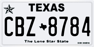 TX license plate CBZ8784