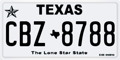TX license plate CBZ8788