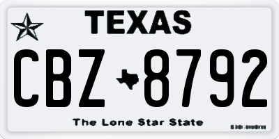 TX license plate CBZ8792