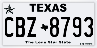 TX license plate CBZ8793