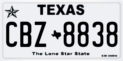 TX license plate CBZ8838
