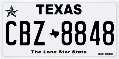 TX license plate CBZ8848
