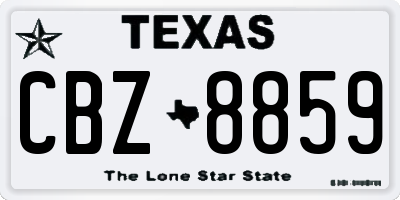 TX license plate CBZ8859