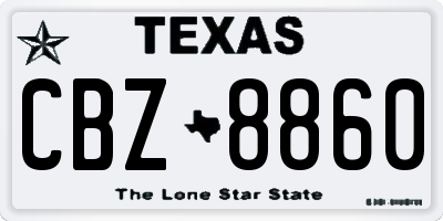 TX license plate CBZ8860