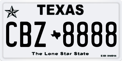 TX license plate CBZ8888