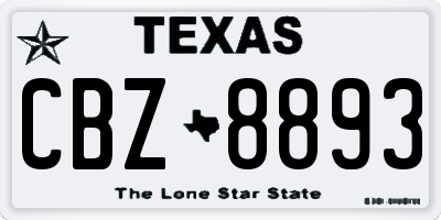 TX license plate CBZ8893
