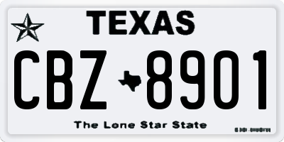 TX license plate CBZ8901