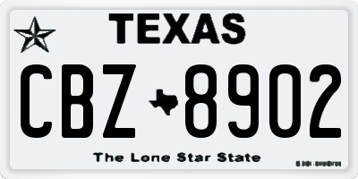 TX license plate CBZ8902