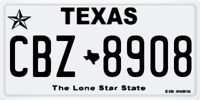 TX license plate CBZ8908