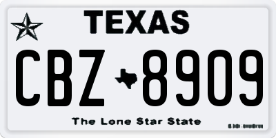 TX license plate CBZ8909