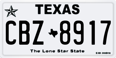 TX license plate CBZ8917