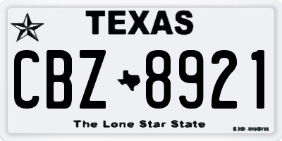 TX license plate CBZ8921