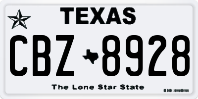 TX license plate CBZ8928
