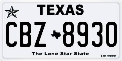 TX license plate CBZ8930