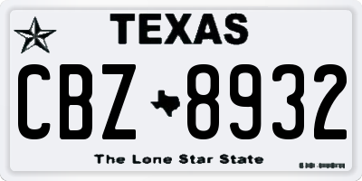 TX license plate CBZ8932