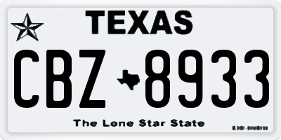 TX license plate CBZ8933