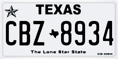 TX license plate CBZ8934