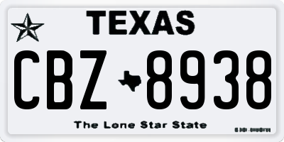 TX license plate CBZ8938
