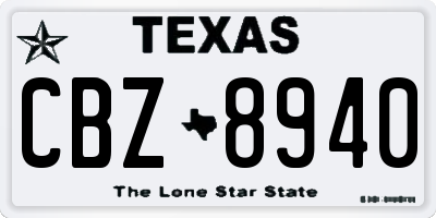 TX license plate CBZ8940